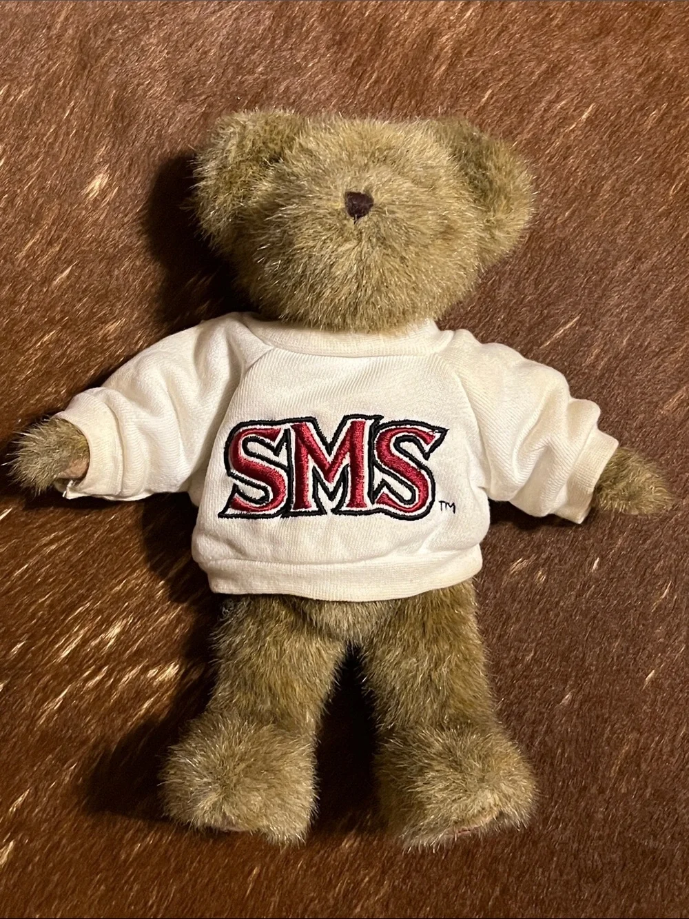Boyds Bears Brown Plush Teddy in White SMS Sweatshirt